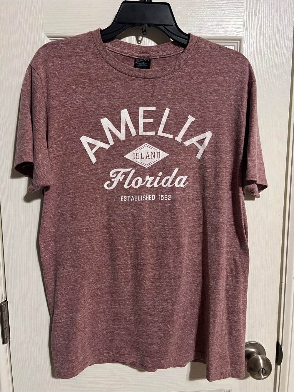 Men's Amelia Island Florida Graphic Tee - Maroon Short Sleeve Shirt